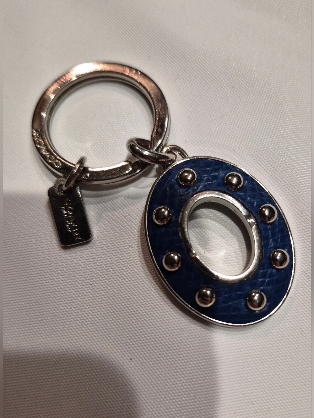 Coach Studded Leather Turnlock Keychain - Picture 8 of 10